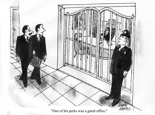 'One of his perks was a gated office.'