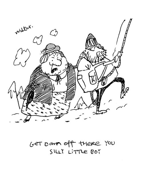 'Get down off there, you silly little boy.'