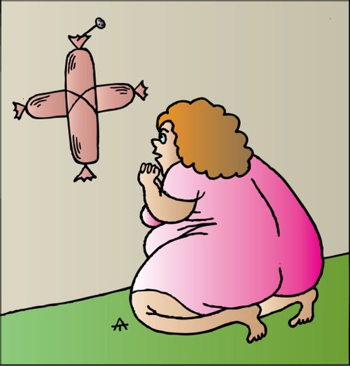 Obese Woman Worships the Food.