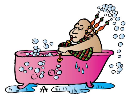 Bagpiper in the Bath