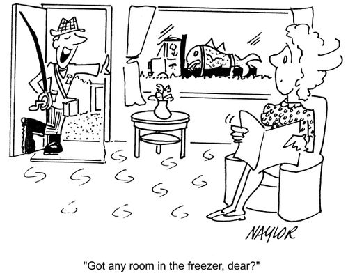 'Got any room in the freezer, dear?'
