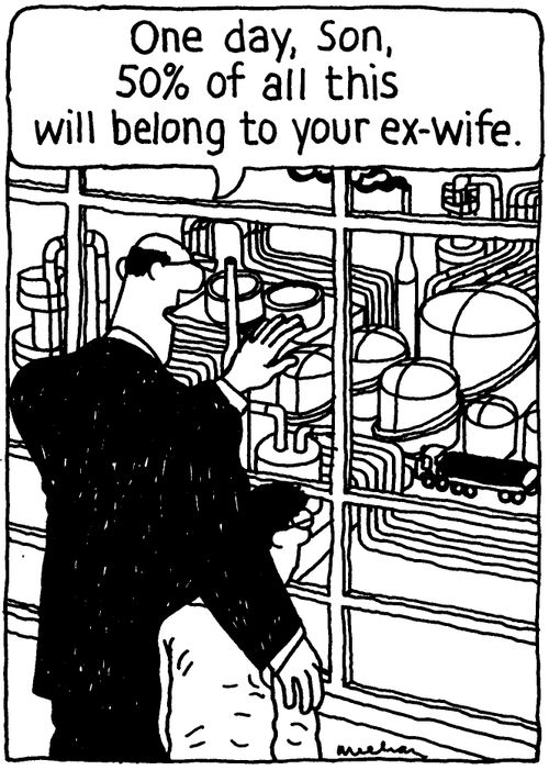 'One day, Son, 50% of all this will belong to your ex-wife.'