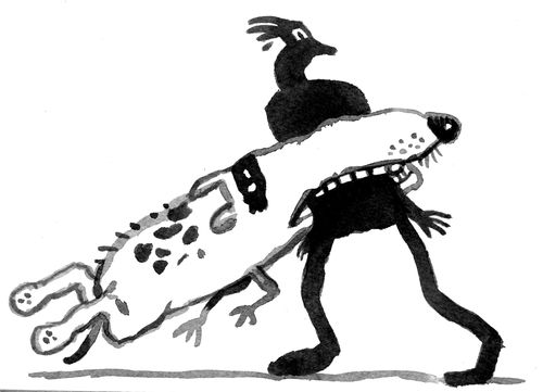Large dog bites man.