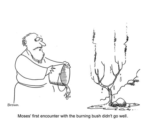 Moses' first encounter with the burning bush didn't go well.