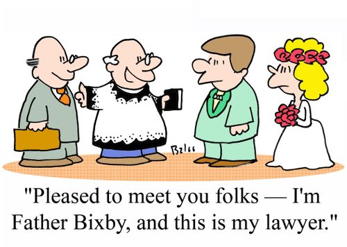 'Pleased to meet you folks - I'm Father Bixby, and this is my lawyer.'