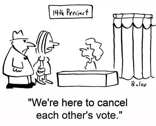 'We're here to cancel each other's vote.'