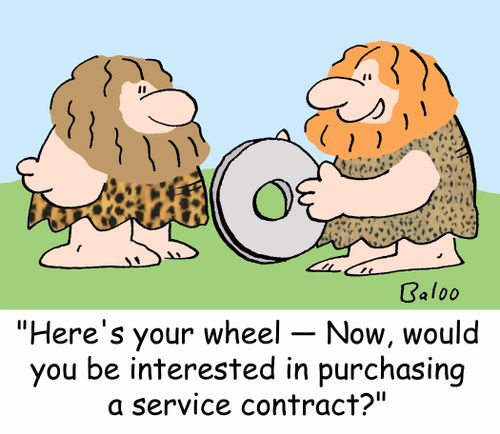 'Here's your wheel -- Now, would you be interested in purchasing a service contract?'