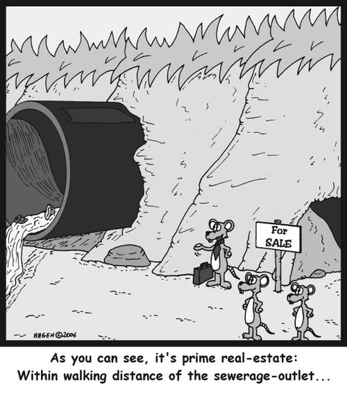 As you can see, it's prime real-estate: Within walking distance of the sewerage-outlet...
