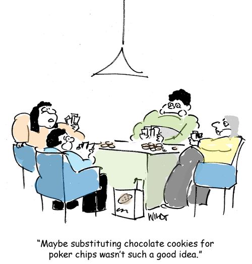 Maybe substituting chocolate cookies for poker chips wasn't such a good idea.