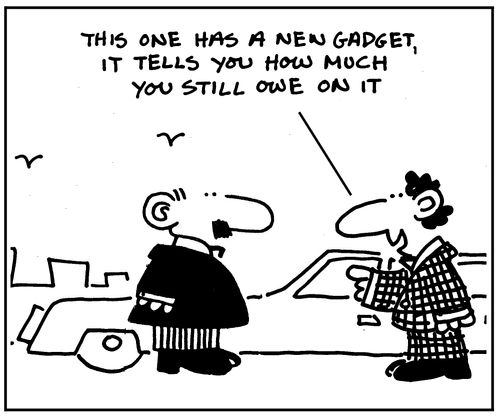 This one has a new gadget, it tells you how much you still owe on it.