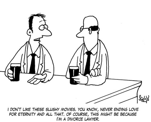 'I don't like these slushy movies. You know, never ending love and all that. Of course, this might be because I'm a divorce lawyer.'