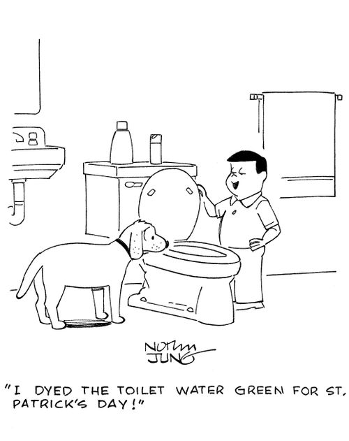 'I dyed the toilet water green for St. Patrick's Day!'