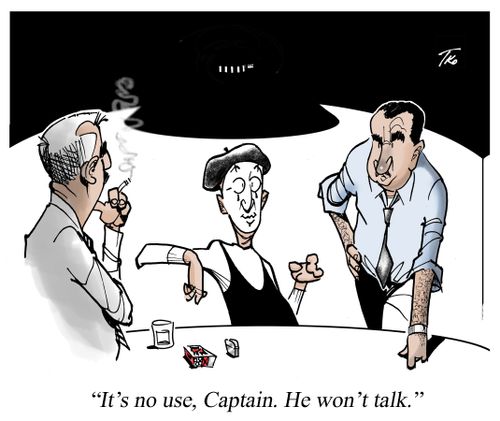 It's no use, Captain. He won't talk.