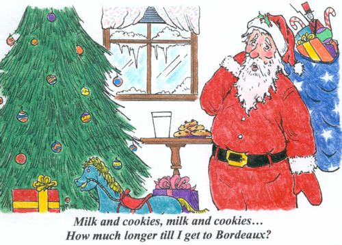 'Milk and cookies, milk and cookies...How much longer till I get to Bordeaux?'