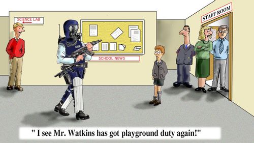 "I see Mr. Watkins has got playground duty again!"