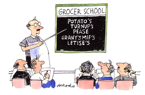 Grocer's school teaching bad spellings.