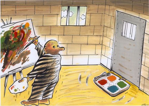 Prisoner Painting With Food