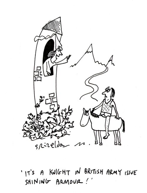 'It's a knight in British army issue shining armour' - Knight in string vest and underpants