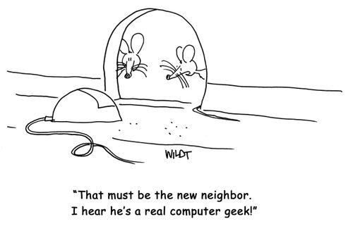 'That must be the new neighbor. I hear he's a real computer geek!'