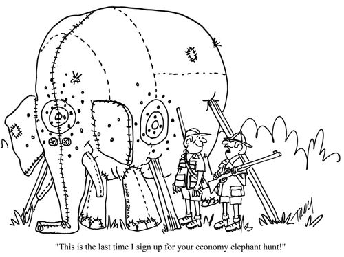 'This is the last time I sign up for your economy elephant hunt!'