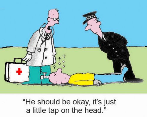 'He should be okay, it's just a little tap on the head.'