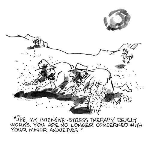 'See, my intensive stress therapy really works.  You are no longer concerned with your minor anxieties.'