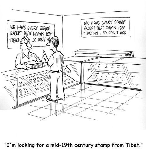 'I'm looking for a mid-19th century stamp from Tibet.'