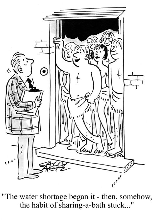 'The water shortage began it - Then somehow, the habit of sharing-a-bath stuck...'