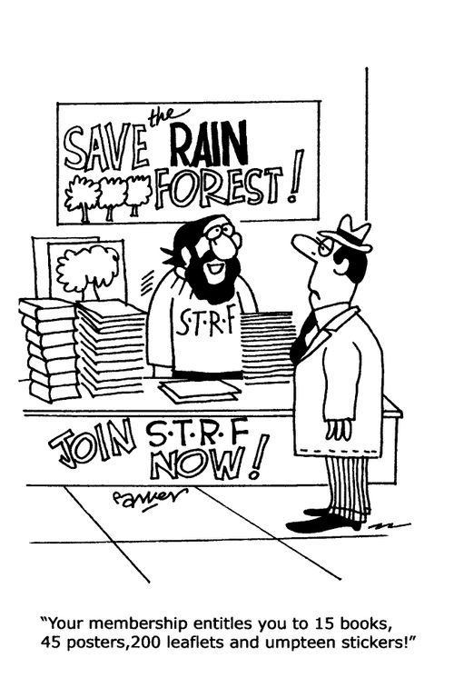 "Your membership entitles you to 15 books,45 posters,200 leaflets and umpteen stickers!"