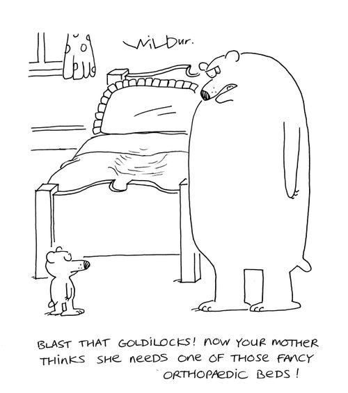 'Blast that Goldilocks! Now your mother thinks she needs one of those fancy orthopaedic beds!'