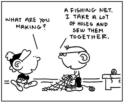 Making a fishing net.