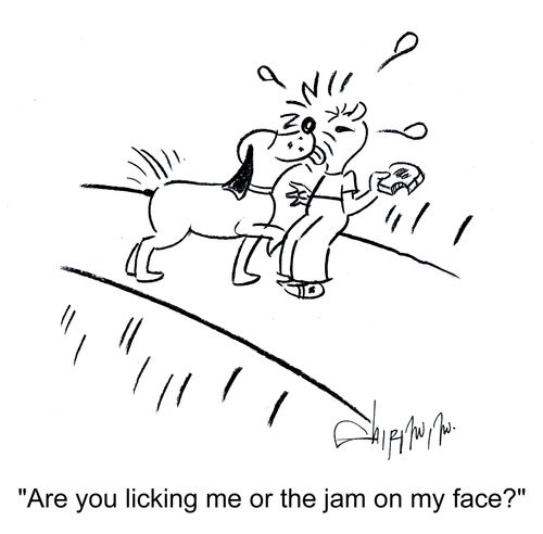 'Are you licking me or the jam on my face?'