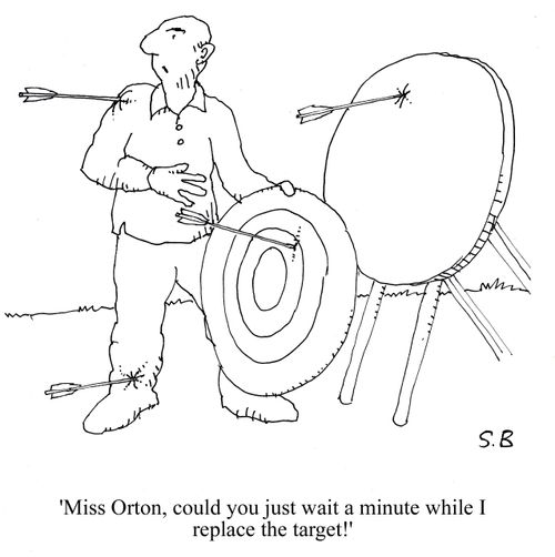 'Miss Orton, could you just wait a minute while I replace the target!'