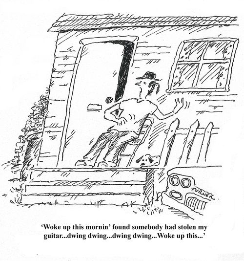 'Woke up this morning found someone had stolen my guitar...'