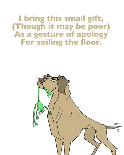 I bring this small gift (though it may be poor) as a gesture of apology for soiling the floor.