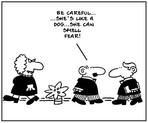 'Be careful, she's like a dog, she can smell fear.'