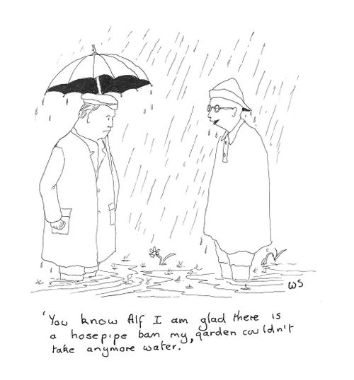 'You know Alf I am glad there is a hosepipe ban my garden couldn't take any more water.'