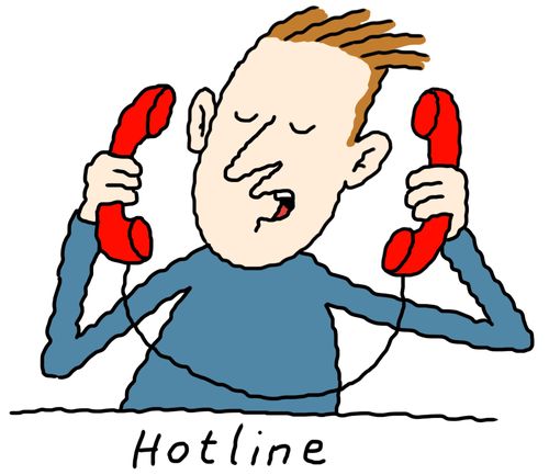 A man talking to himself on a telephone hotline.