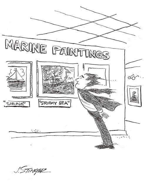 The storm in a picture is felt in the art gallery.