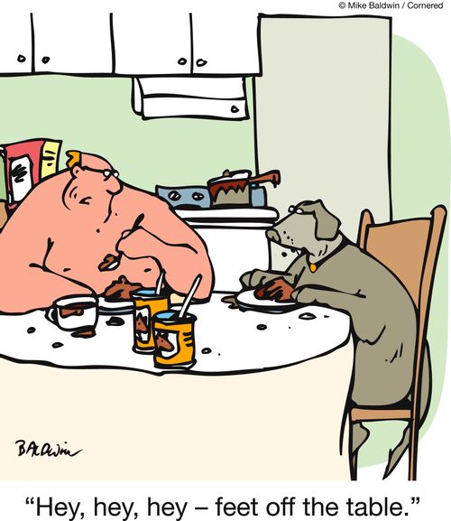 'Hey, hey, hey - feet off the table.'