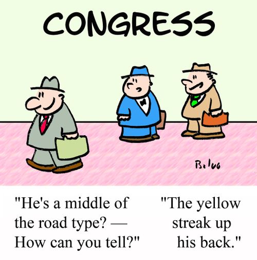 CONGRESS, 'He's a middle of the road type? - How can you tell?'