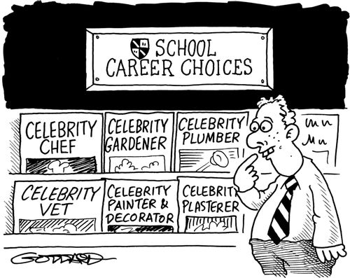 School Career Choices: Celebrity chef, celebrity gardener,celebrity plumber, celebrity vet, celebrity painter & decorator. . .