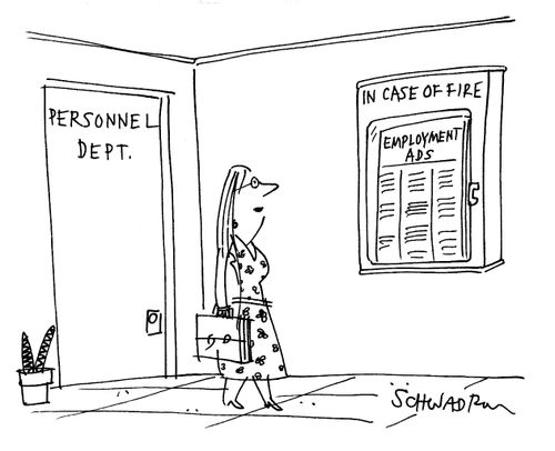 Personnel Dept. with employment ads stored in case of a fire.