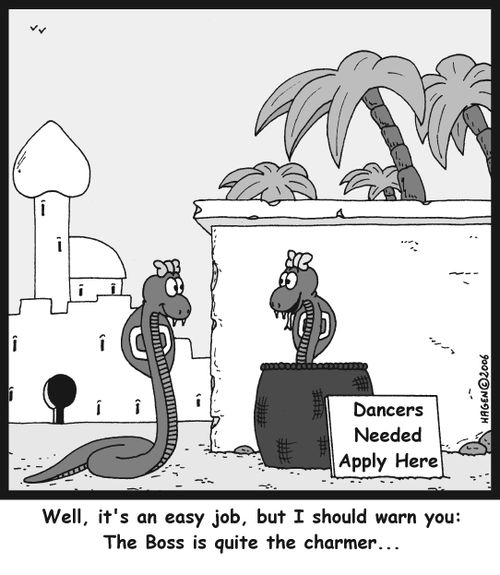 'Well, it's an easy job, but I should warn you: The boss is quite the charmer...'