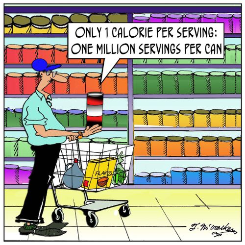 Only 1 calorie per serving: One million servings per can.