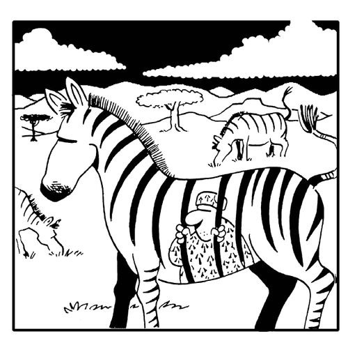 Prisoner stuck behind zebra stripes.