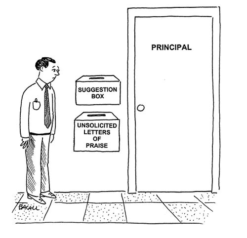 Suggestion box and a box for 'Unsolicited letters of praise.'
