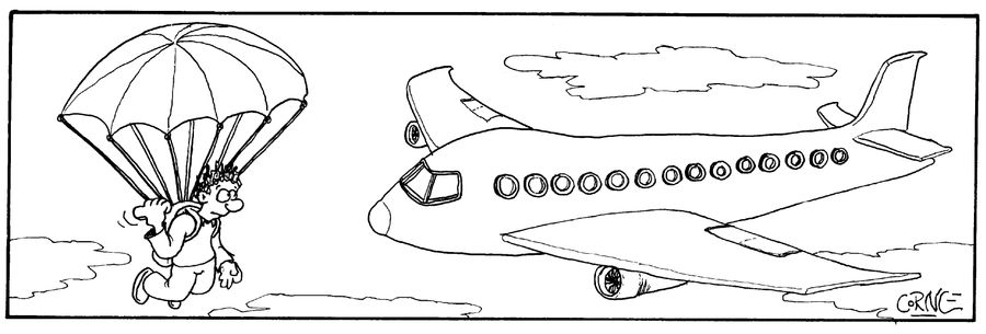 Parachutist directing Plane