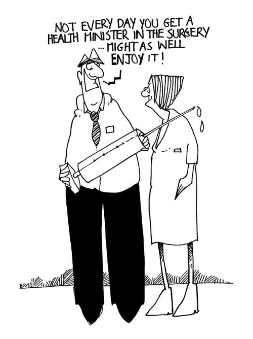 "Not every day you get a health minister in the surgery..."