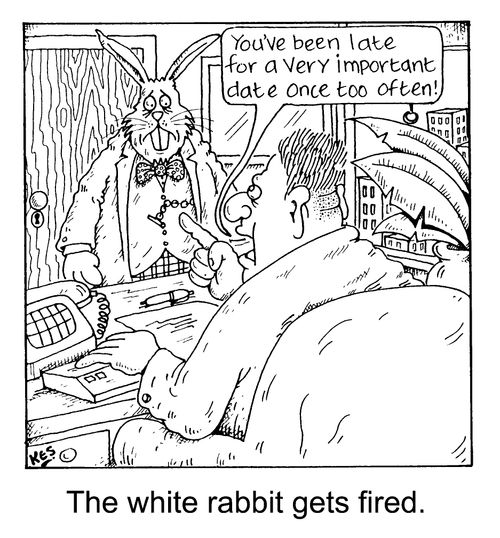 "The white rabbit gets fired"